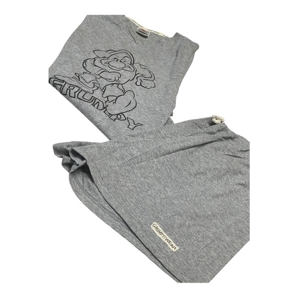 Disney Grumpy Pajama Set Heather Gray Tee & Shorts Loungewear Women’s Size XL - Picture 2 of 7